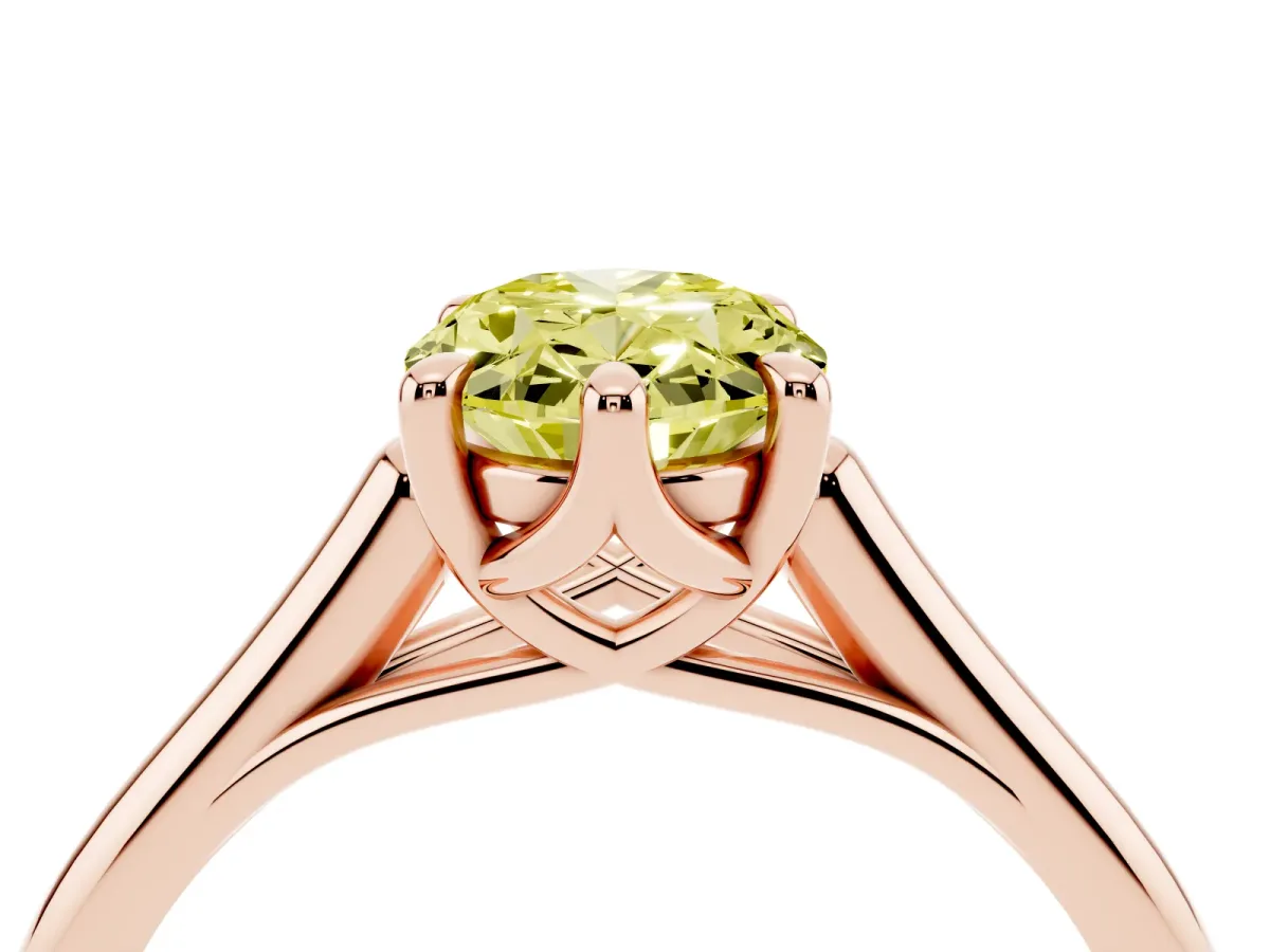 Fancy Yellow Oval Cut Solitaire Engagement Ring with Six-Prong Setting and Classic Band Rose gold