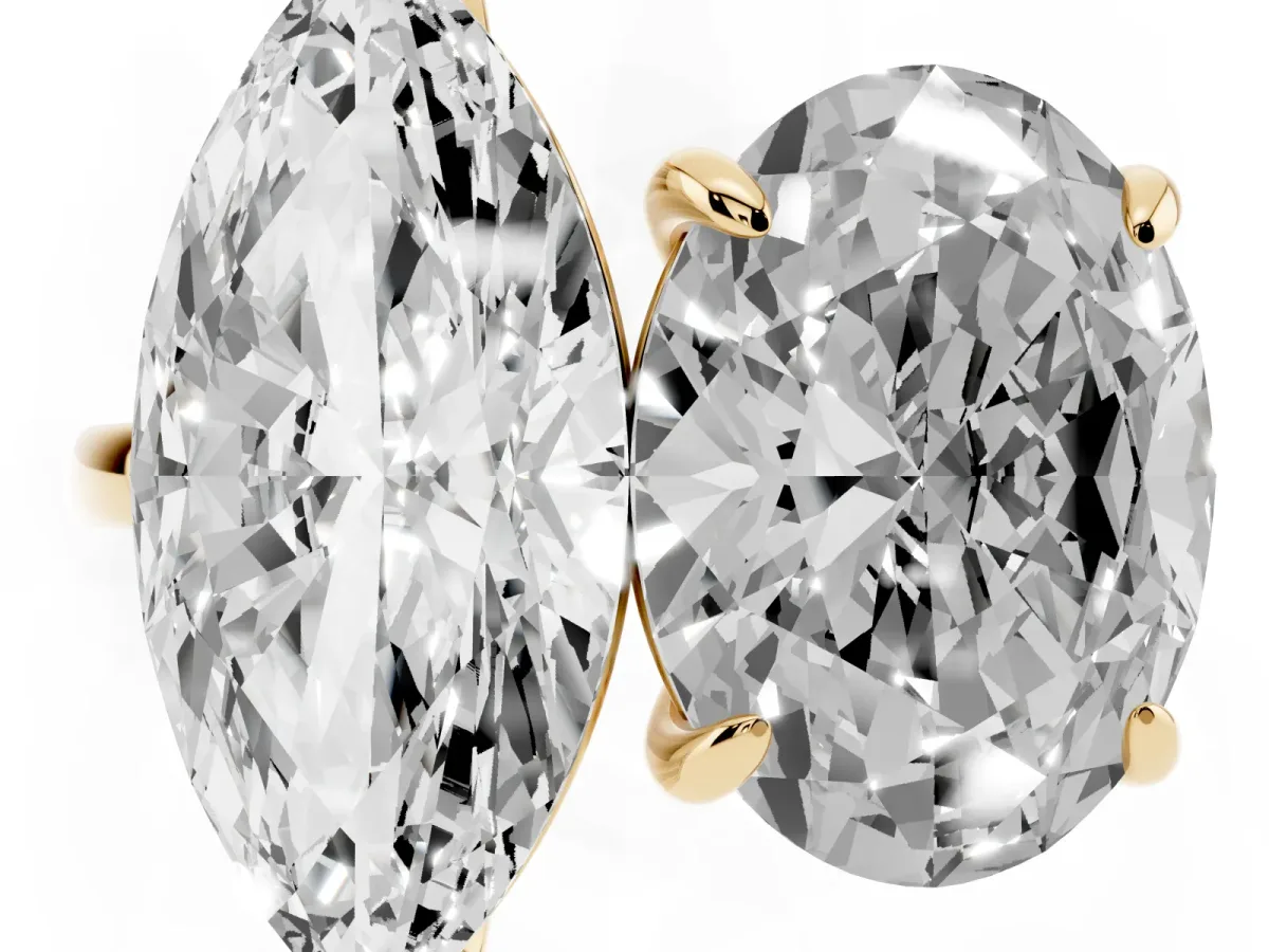 Oval and Marquise Toi Moi Ring with Prong Setting and Plain Band Yellow gold