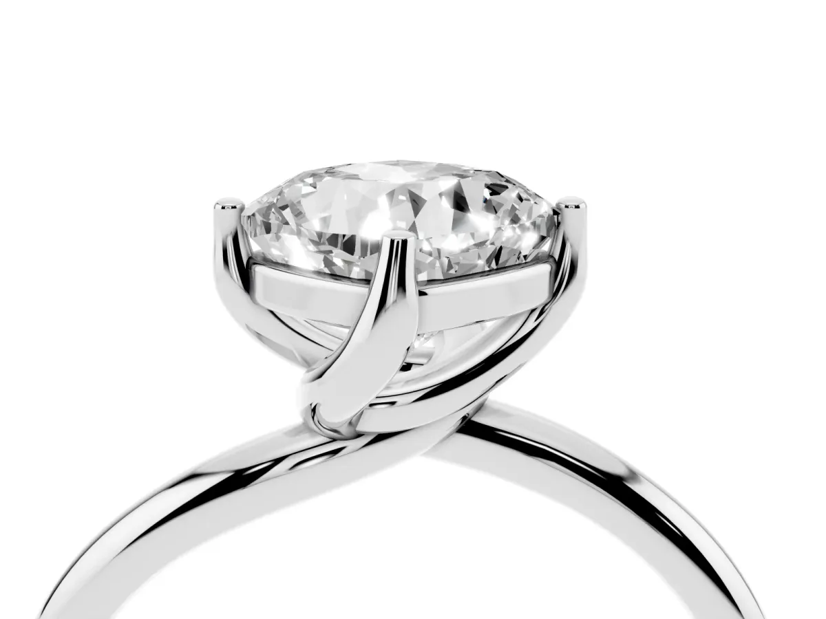 Cushion Cut Diamond Solitaire Engagement Ring with Four-Prong Setting and Classic Band Silver