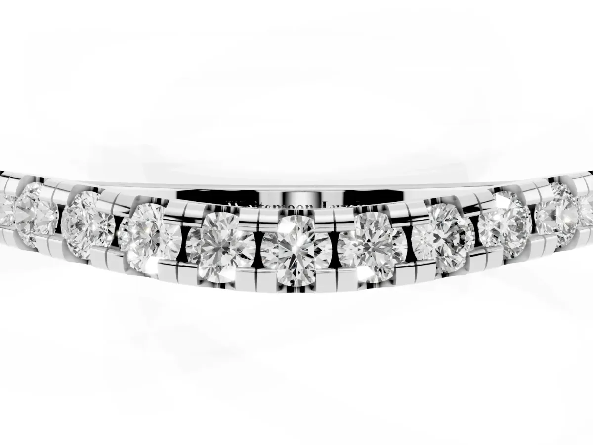 Pavé Round Diamond Curved Band with Shared Prong Setting Platinum