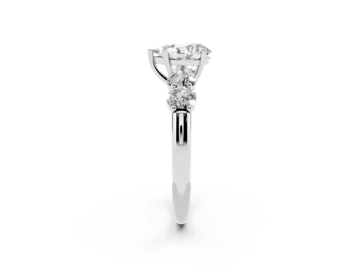 Pear Cut Cut Five-Stone Prong Set Diamond Ring with Classic Band White gold