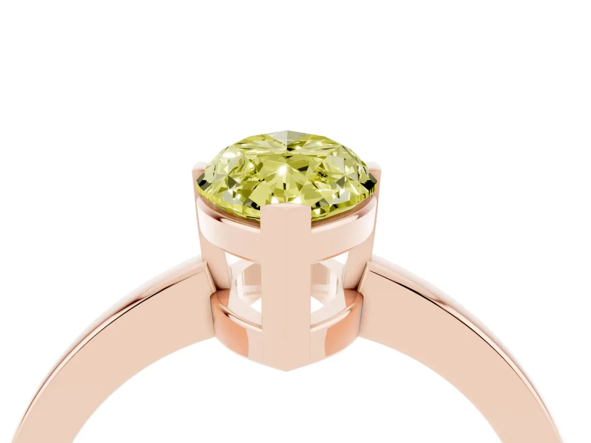 Fancy Yellow Marquise Cut Cut Solitaire Ring with Four-Prong Setting and Classic Band Rose gold