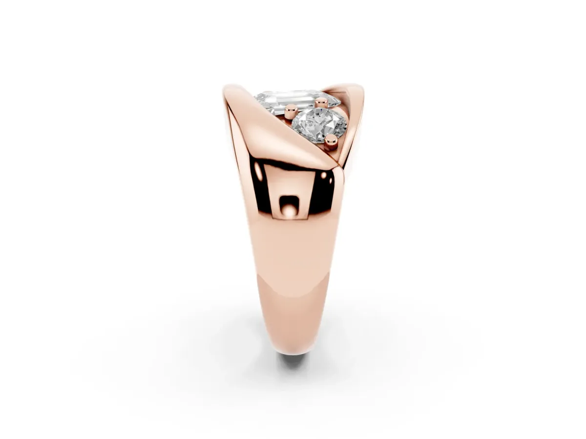 Channel Set Emerald Cut Diamond Crossover Band Rose gold