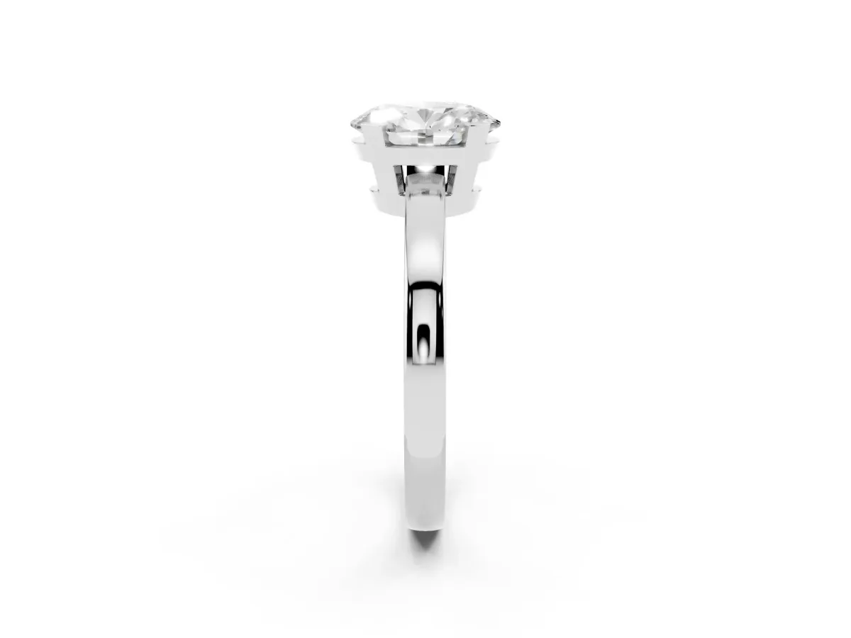 Oval Cut Cut Solitaire Ring with Four-Prong Setting and Classic Band Silver
