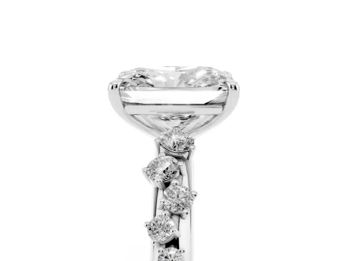 Radiant Cut Diamond Cluster Prong-Set Solitaire Ring Platinum