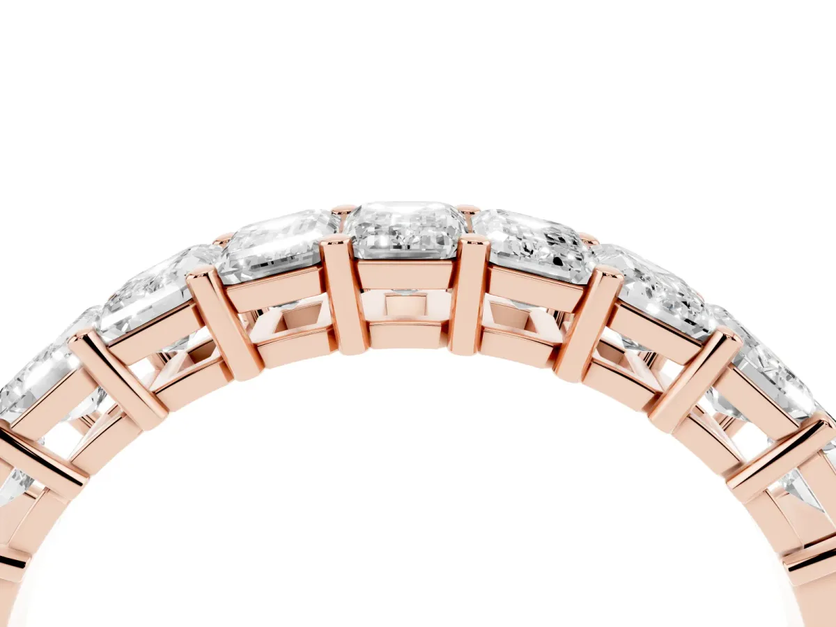 Emerald Cut Diamond Prong-Set Eternity Band Rose gold