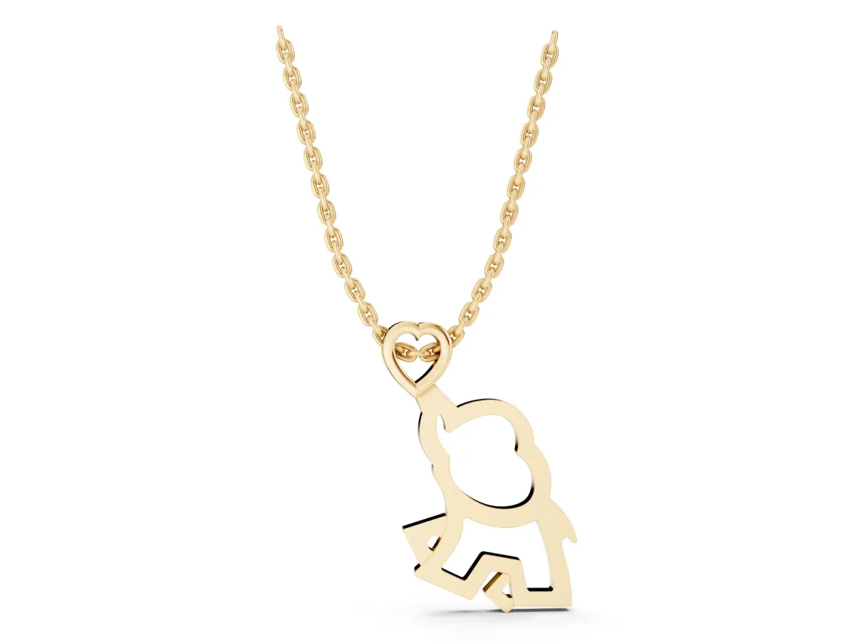 Silver Elephant Heart Pendant Yellow gold
