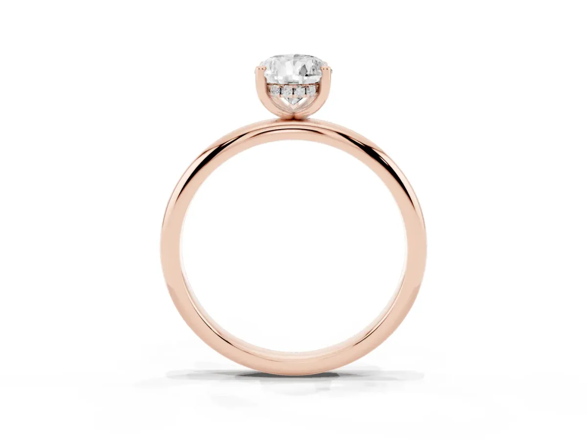Pear Cut Cut Solitaire Engagement Ring with Four-Prong Setting and Classic Band Rose gold