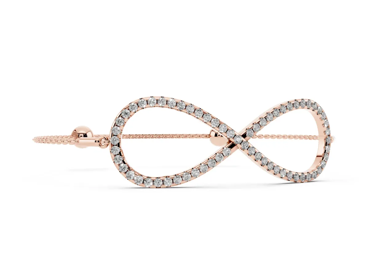 Pavé Round Diamond Infinity Chain Bracelet with Bezel Setting Rose gold