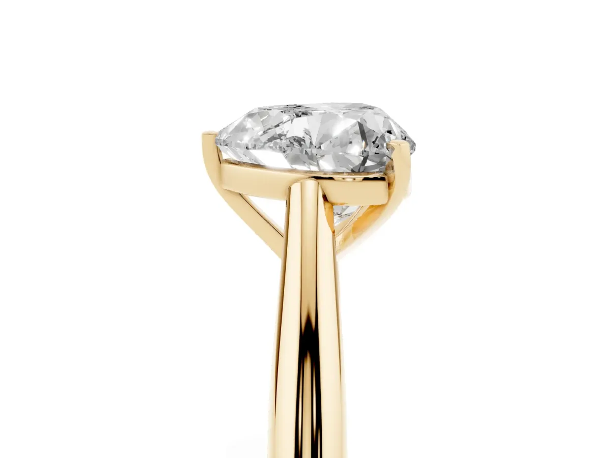 Heart Cut Diamond Solitaire Engagement Ring with Cathedral Setting and Four-Prong Mount Yellow gold