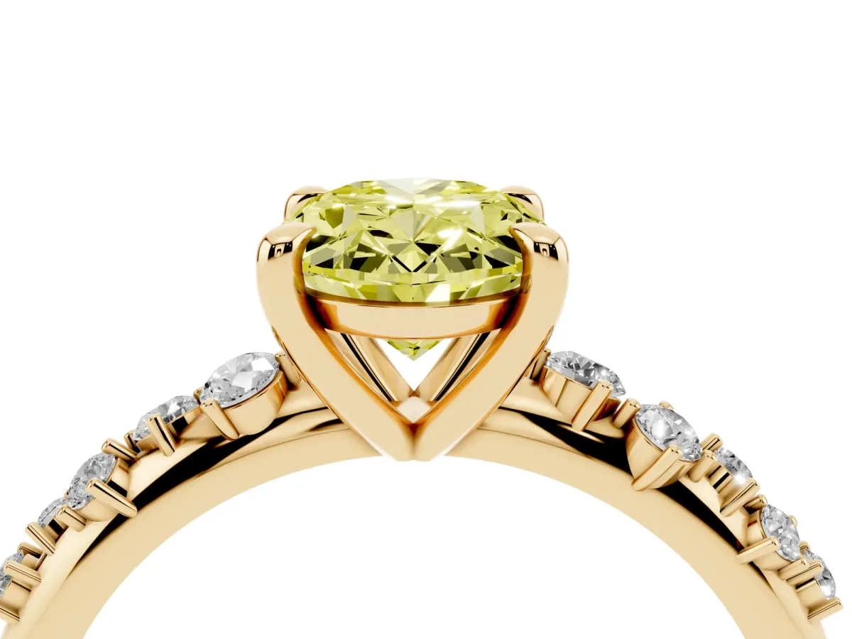 Fancy Yellow Oval Cut Cut Diamond Vine Band with Four-Prong Setting Yellow gold