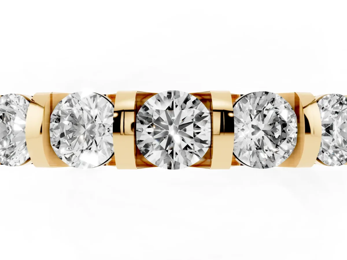 Five-Stone Round Diamond Half-Eternity Bar-Set Ring Yellow gold