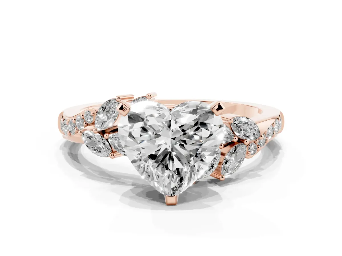 Heart Cut Solitaire Marquise Twist Band with Six-Prong Setting Rose gold