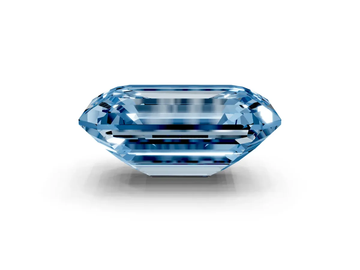 Fancy Blue Emerald Cut Cut Pave Band Milgrain Solitaire Ring Platinum