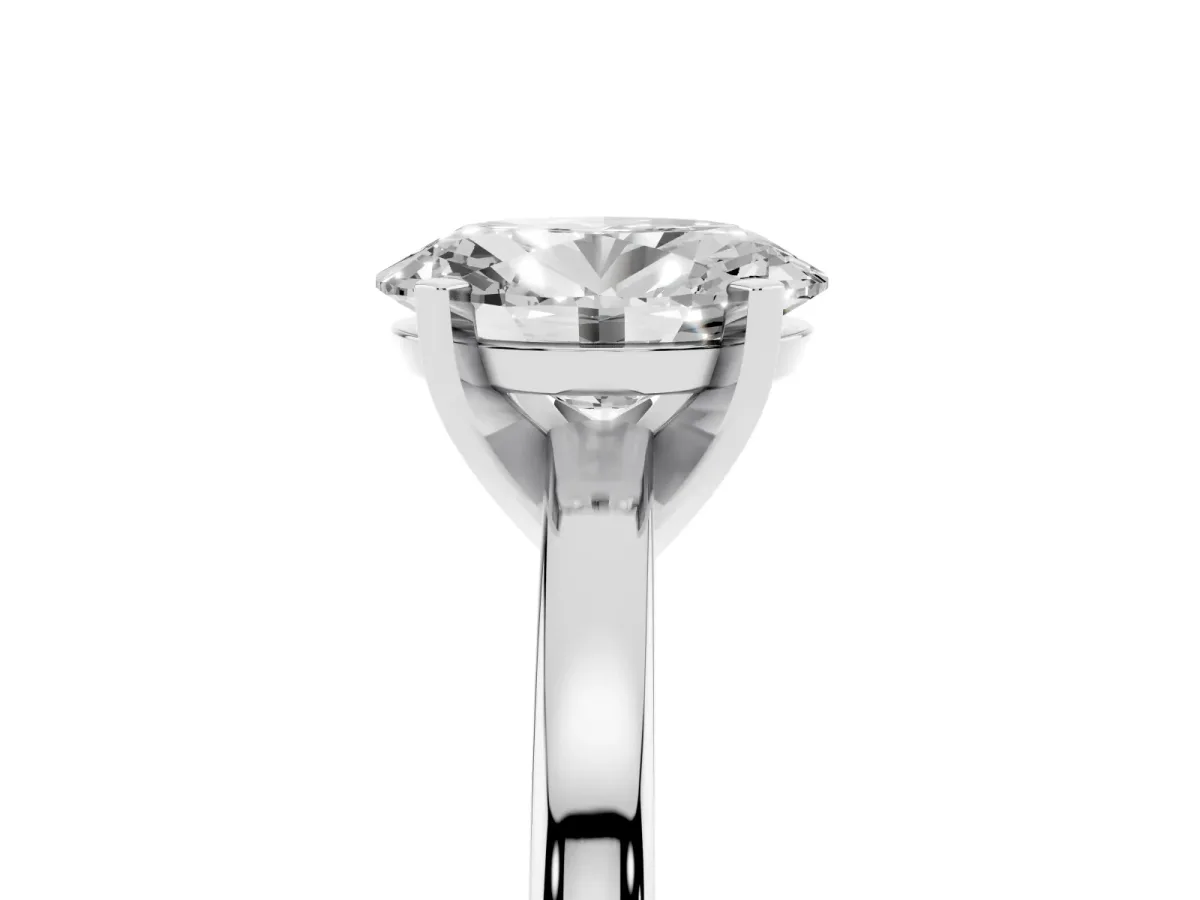 Oval Cut Solitaire Diamond Engagement Ring with Four-Prong Setting on a Classic Band Silver