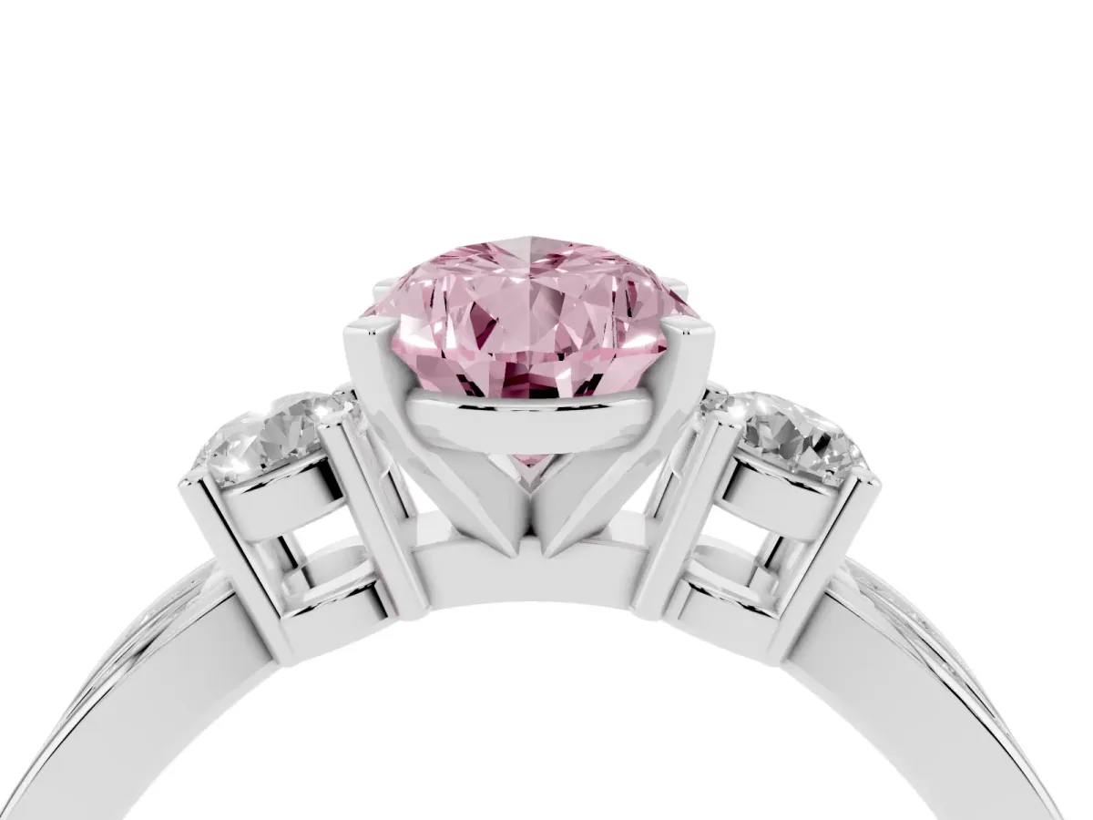Fancy Pink Three-Stone Pear Cut Cut Diamond Twist Band with Prong Setting Platinum