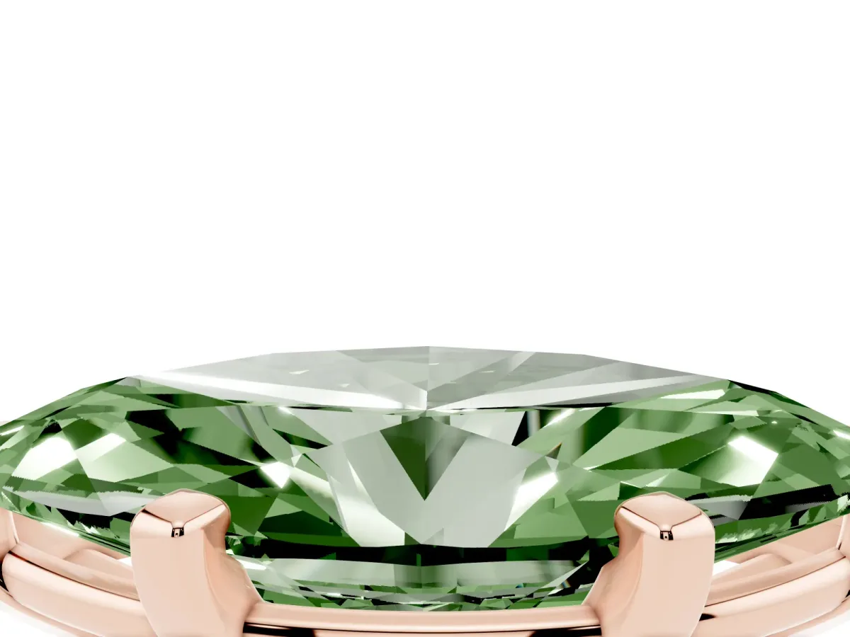 Fancy Green Marquise Cut Diamond Solitaire Ring with Prong Setting and Classic Band Rose gold