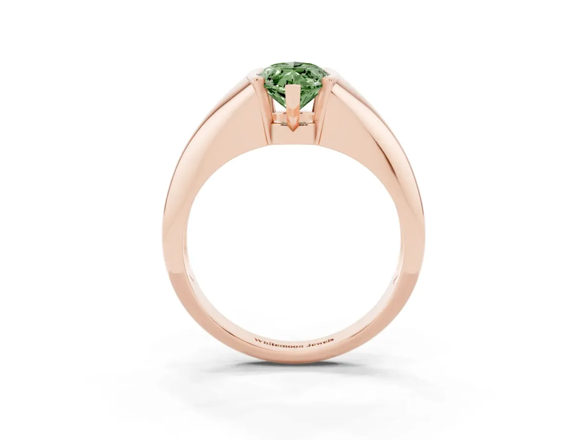 Fancy Green Marquise Cut Solitaire Tension Set Diamond Ring Rose gold
