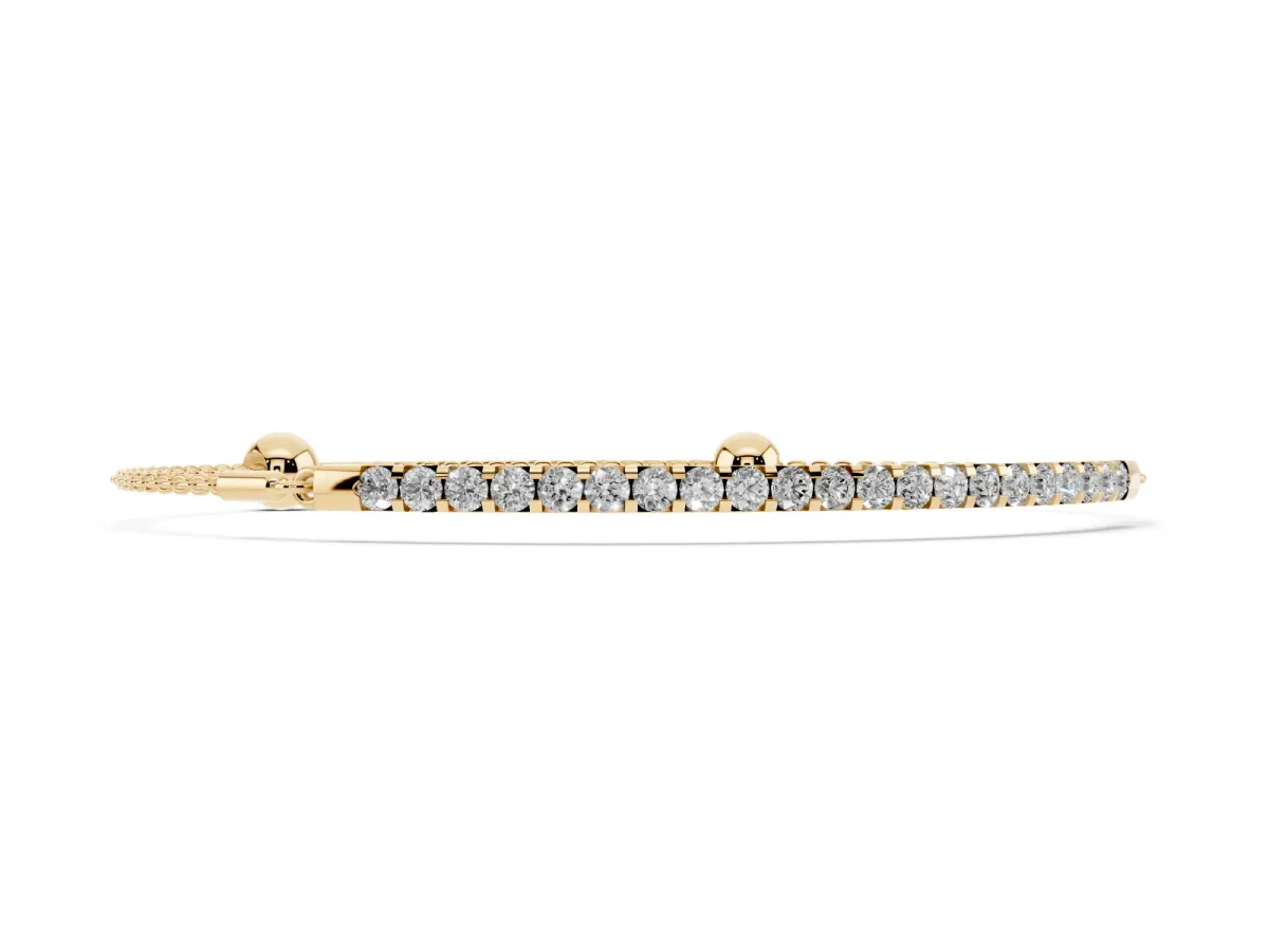 Pavé Round Diamond Chain Bracelet with Bezel Setting Yellow gold