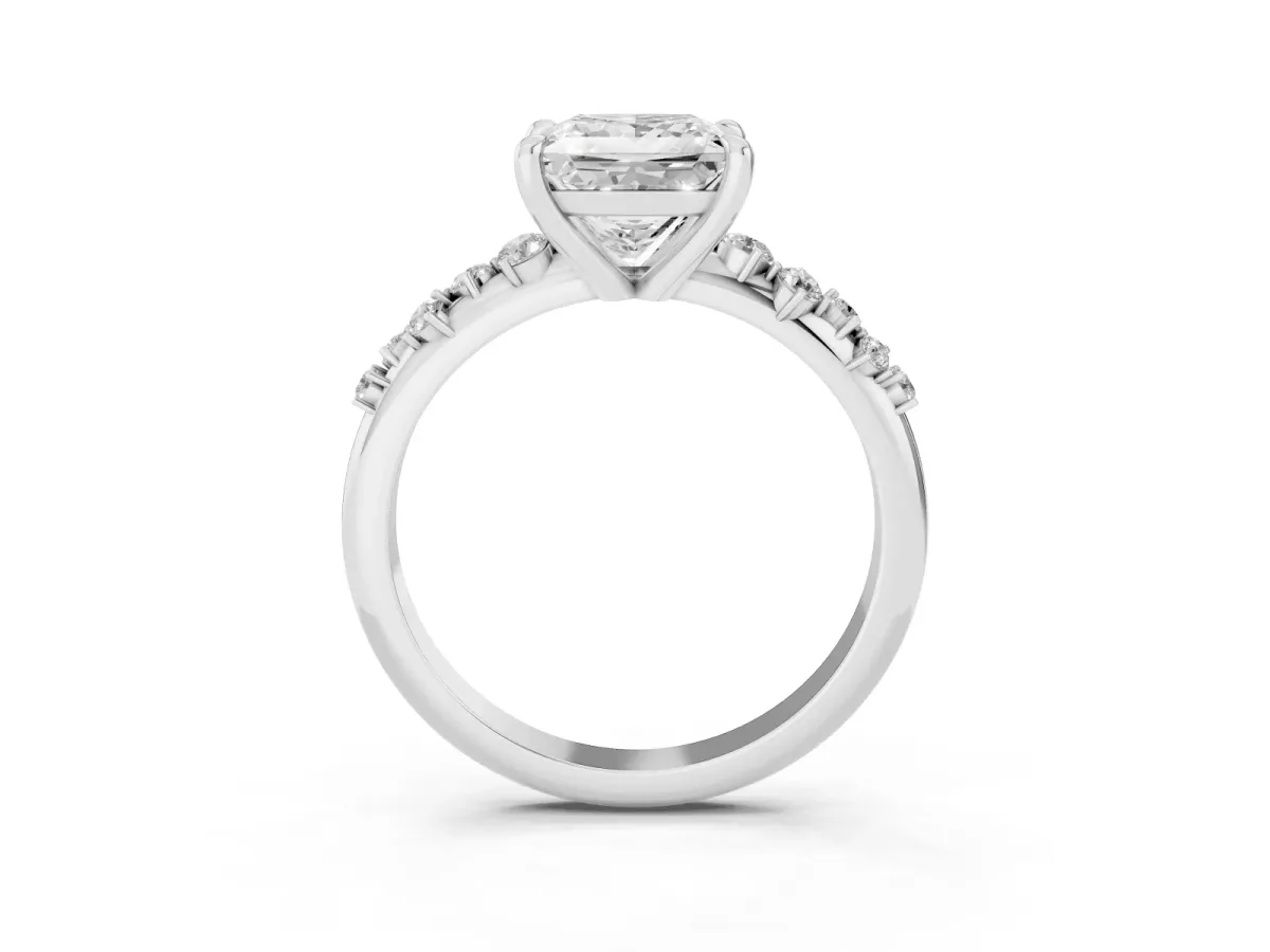 Princess Cut Cut Diamond Vine Band with Four-Prong Setting Platinum