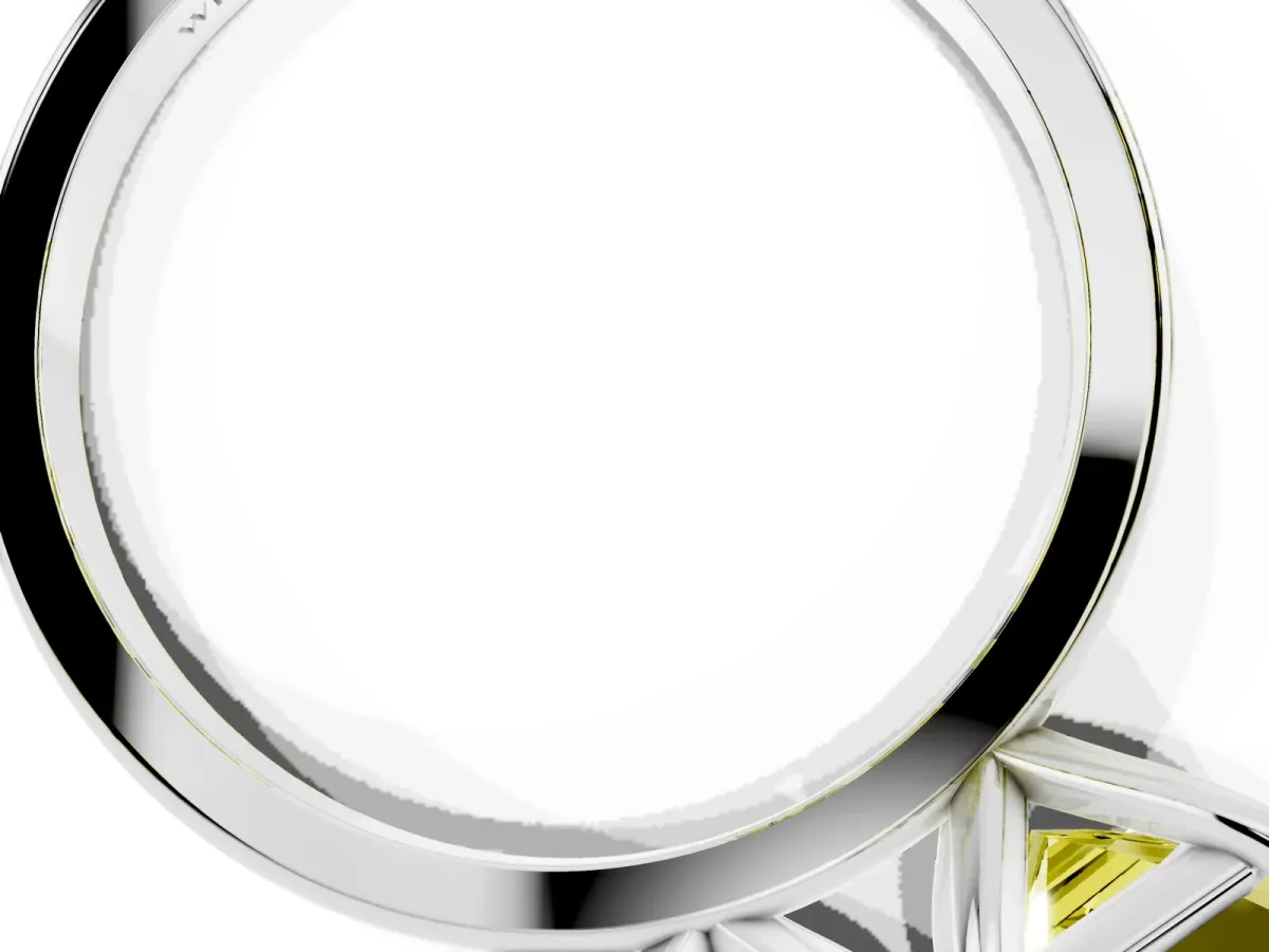 Fancy Yellow Asscher Cut and Emerald Cut Toi Moi Ring with Prong Setting Platinum