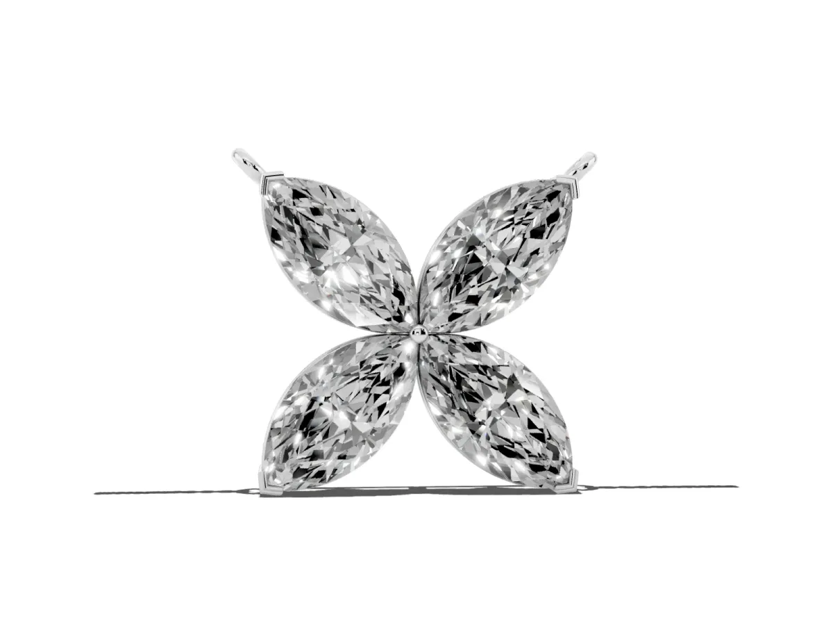 Four-Prong Marquise Diamond Flower Pendant White gold