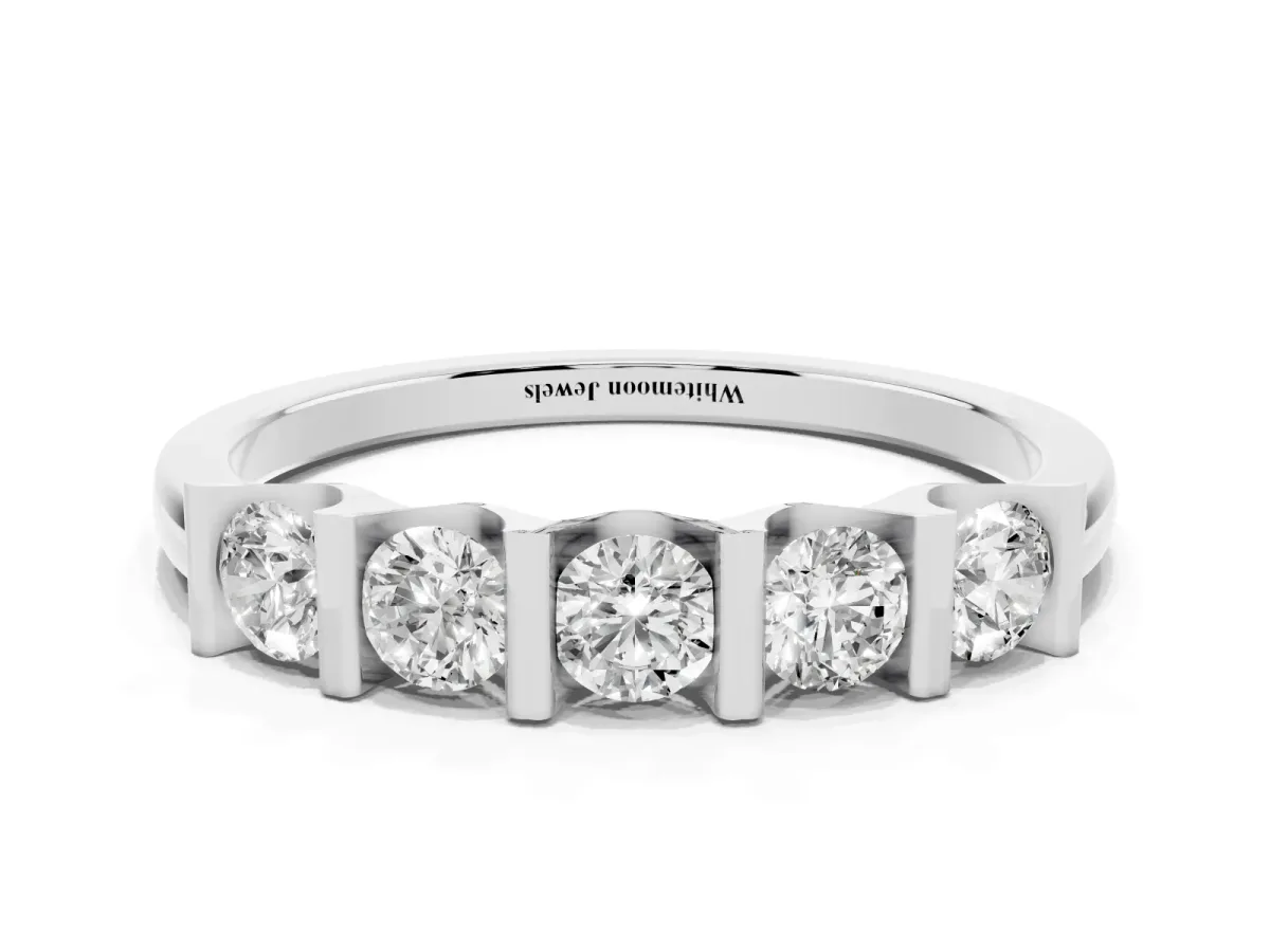Channel-Set Round Diamond Five-Stone Band Platinum