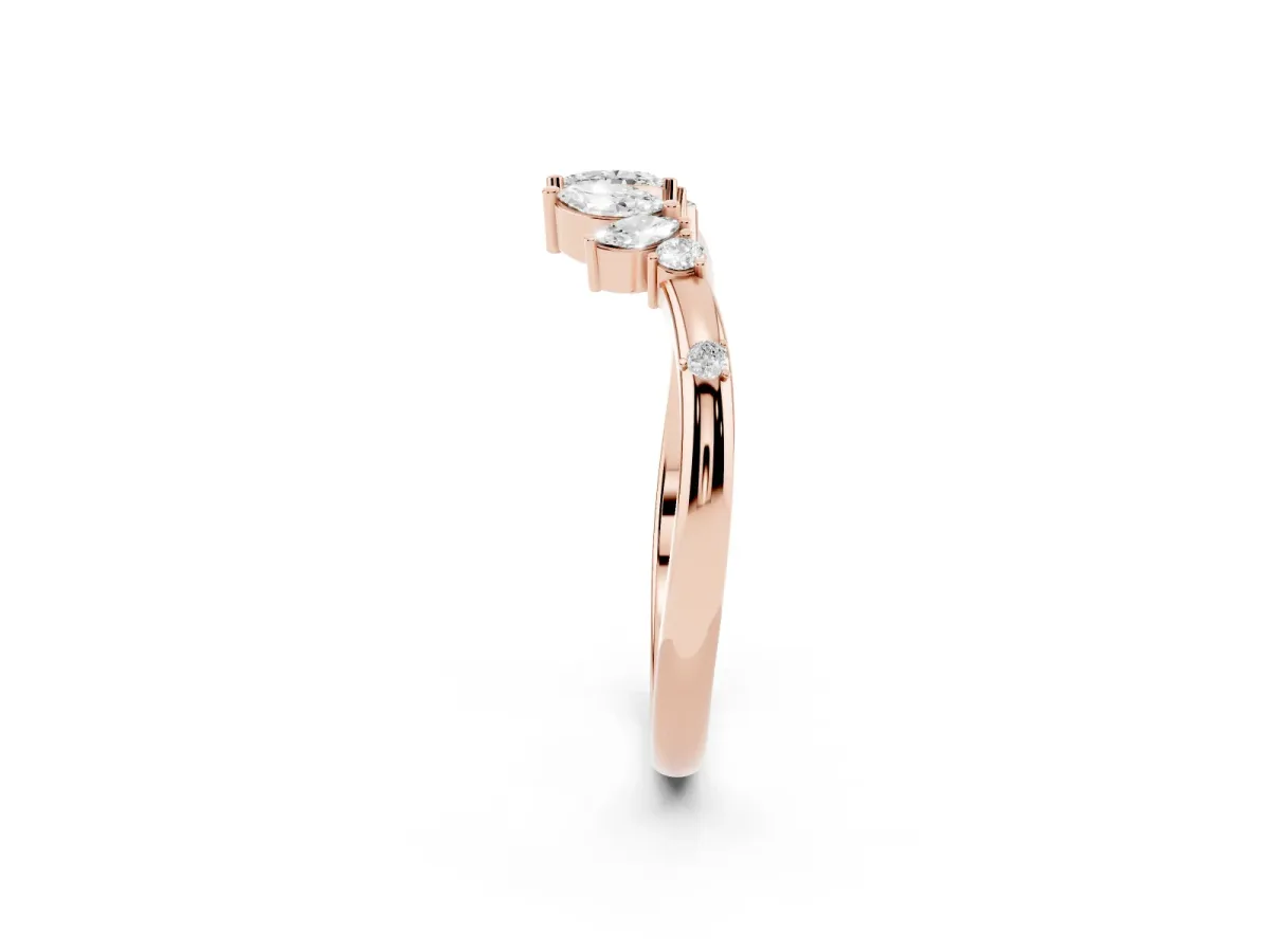 Open Marquise Cluster Diamond Band with Prong Setting Rose gold
