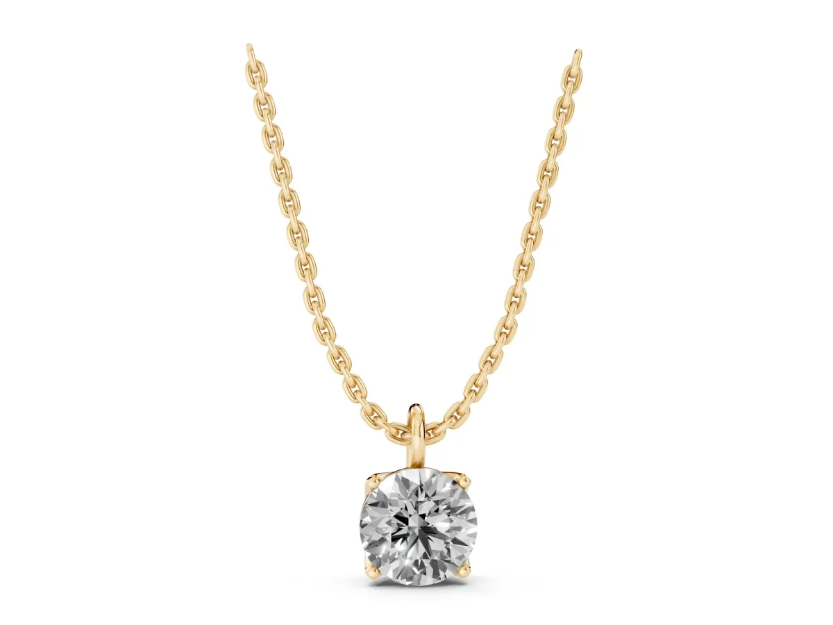 Round Solitaire Pendant with Four-Prong Setting Yellow gold
