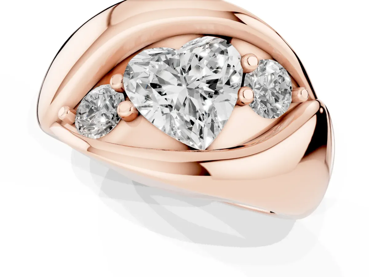 Channel Set Heart Cut Diamond Crossover Band Rose gold
