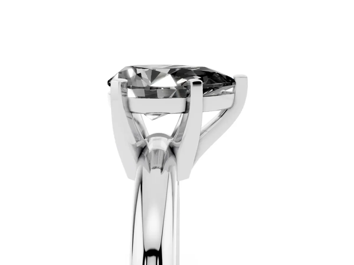 Fancy Black Pear Cut Diamond Solitaire Engagement Ring with Round Band and Four-Prong Setting Platinum