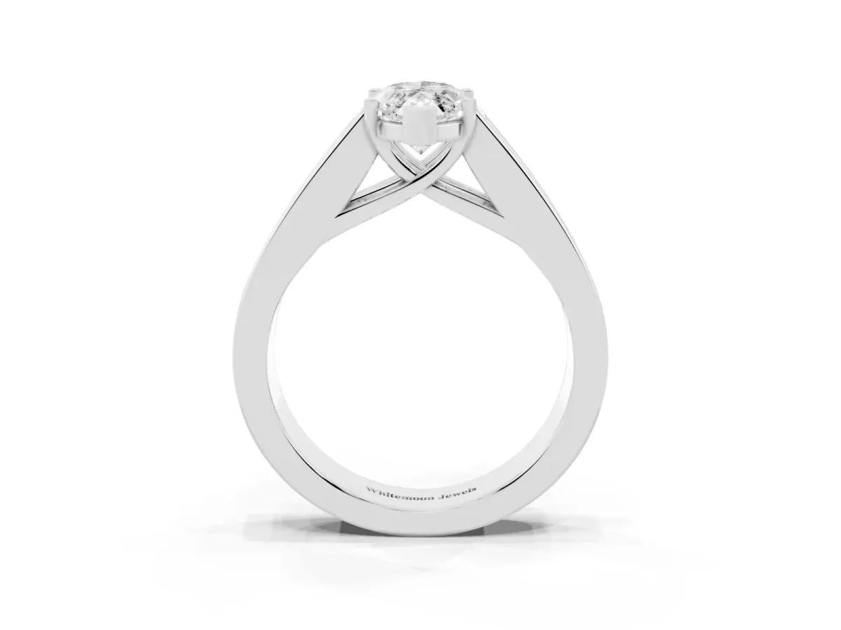 Marquise Cut Cut Channel Set Solitaire Ring with Four-Prong Setting Platinum