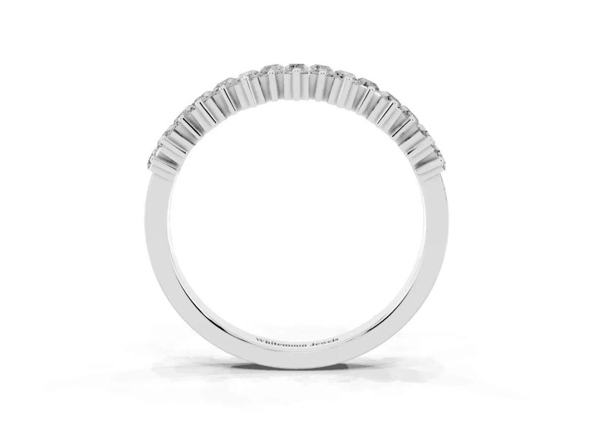 Baguette Diamond Half Eternity Ring with Prong Setting Platinum