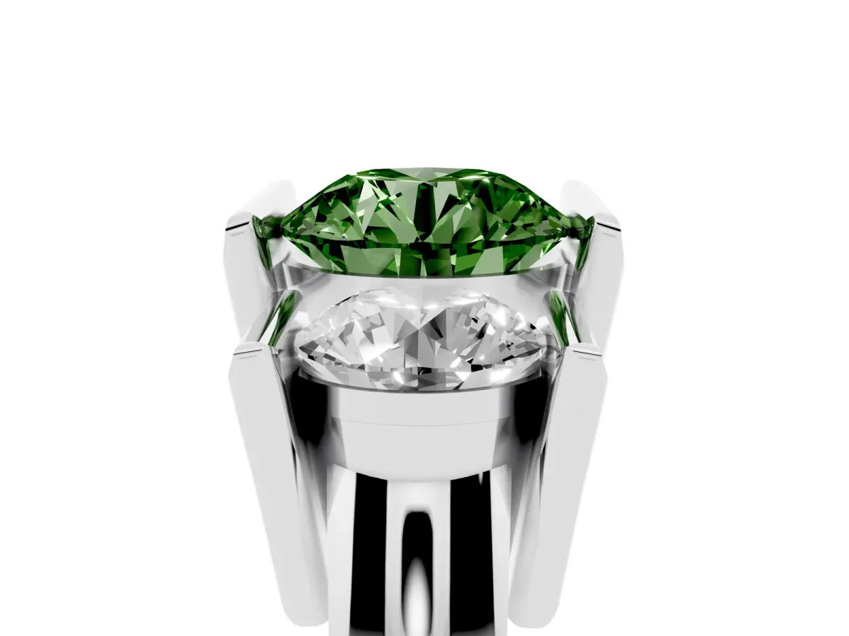 Fancy Green Three Stone Round Cut Cut Channel Set Diamond Ring Platinum