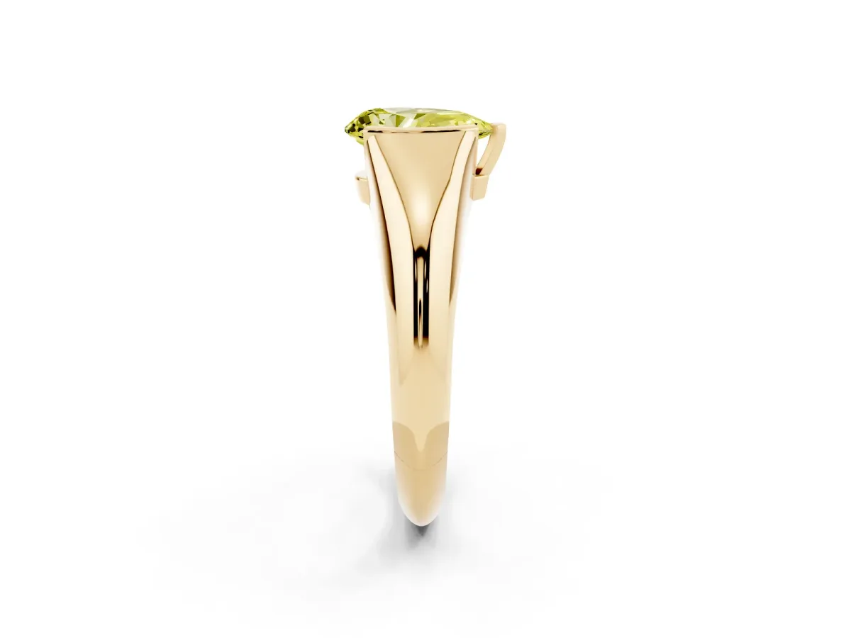 Fancy Yellow Pear Cut Solitaire Tension Set Diamond Ring Yellow gold