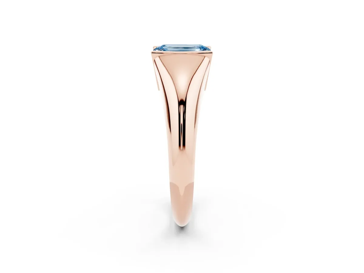Fancy Blue Emerald Cut Solitaire Tension Set Diamond Ring Rose gold