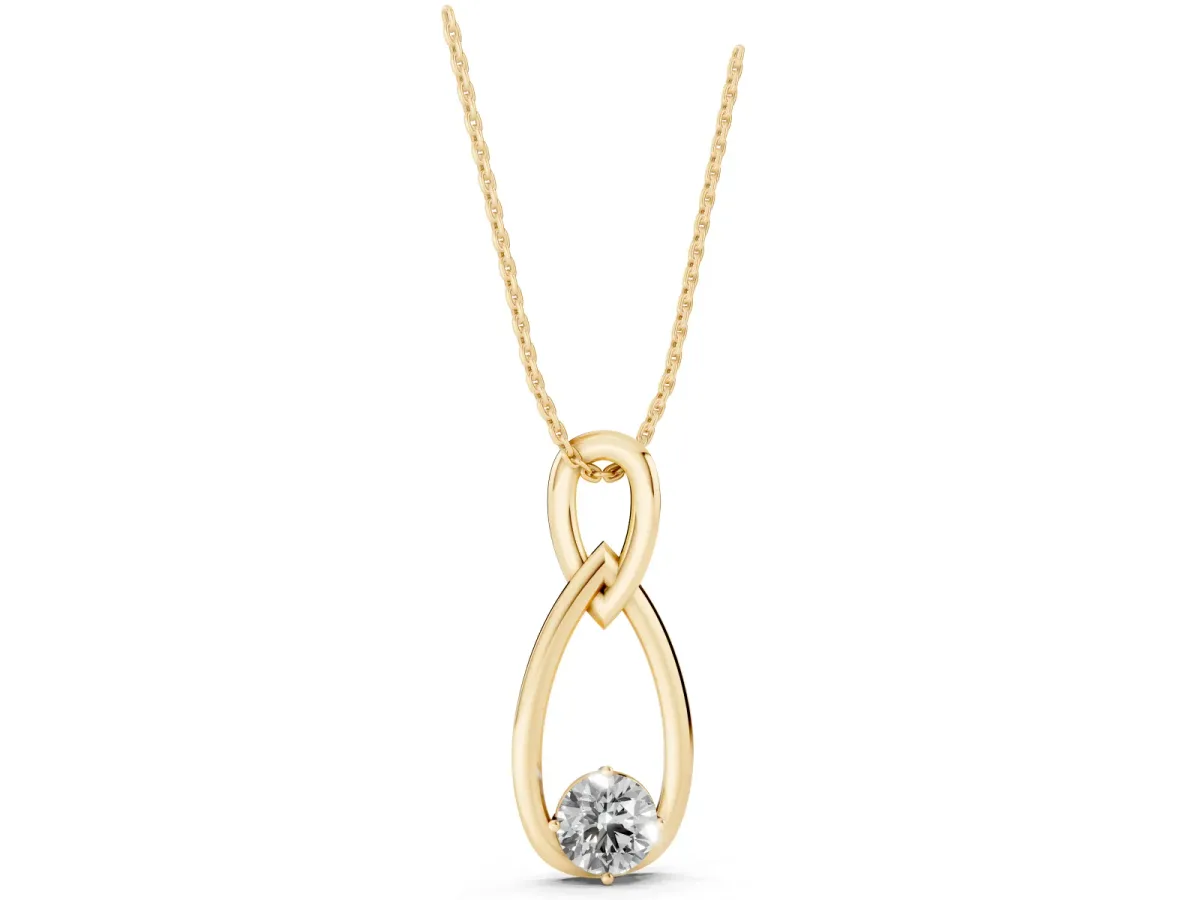 Round Solitaire Bezel Infinity Pendant Yellow gold