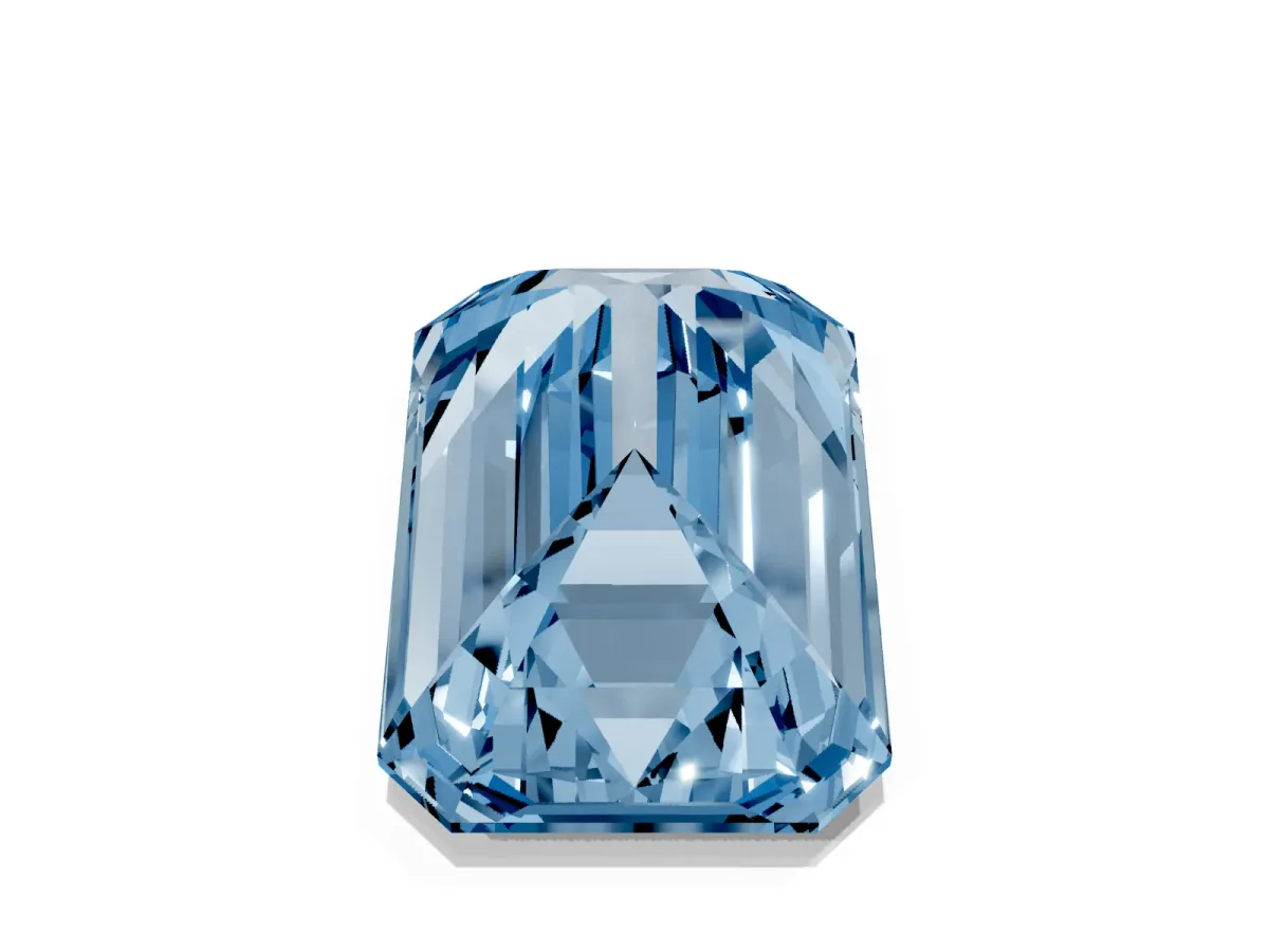 Fancy Blue Emerald Cut Cut Pave Band Milgrain Solitaire Ring Rose gold