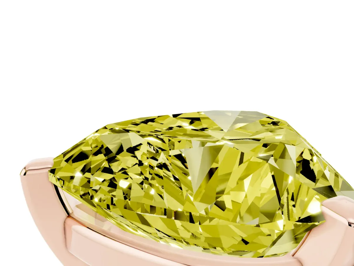 Fancy Yellow Heart Cut Diamond Solitaire Ring with Prong Setting and Classic Band Rose gold