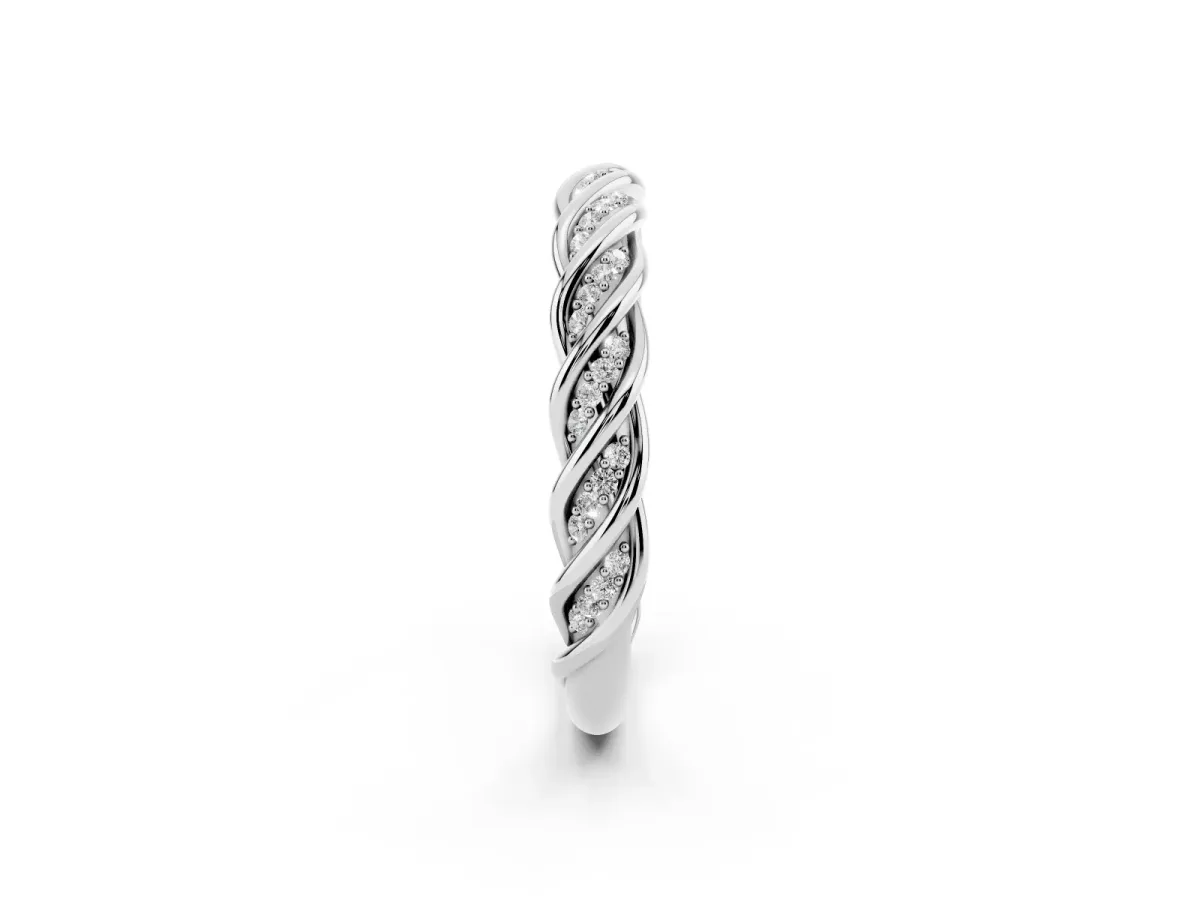 Twisted Pavé Round Diamond Eternity Band with Shared Prong Setting Platinum