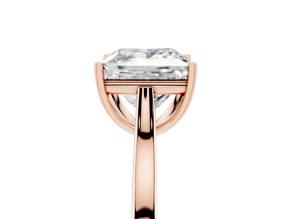 Princess Cut Solitaire Heart Prong Engagement Ring with Tapered Band Rose gold