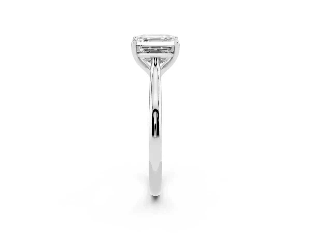Asscher Cut Cut Solitaire Ring with Cathedral Band and Four-Prong Setting Silver