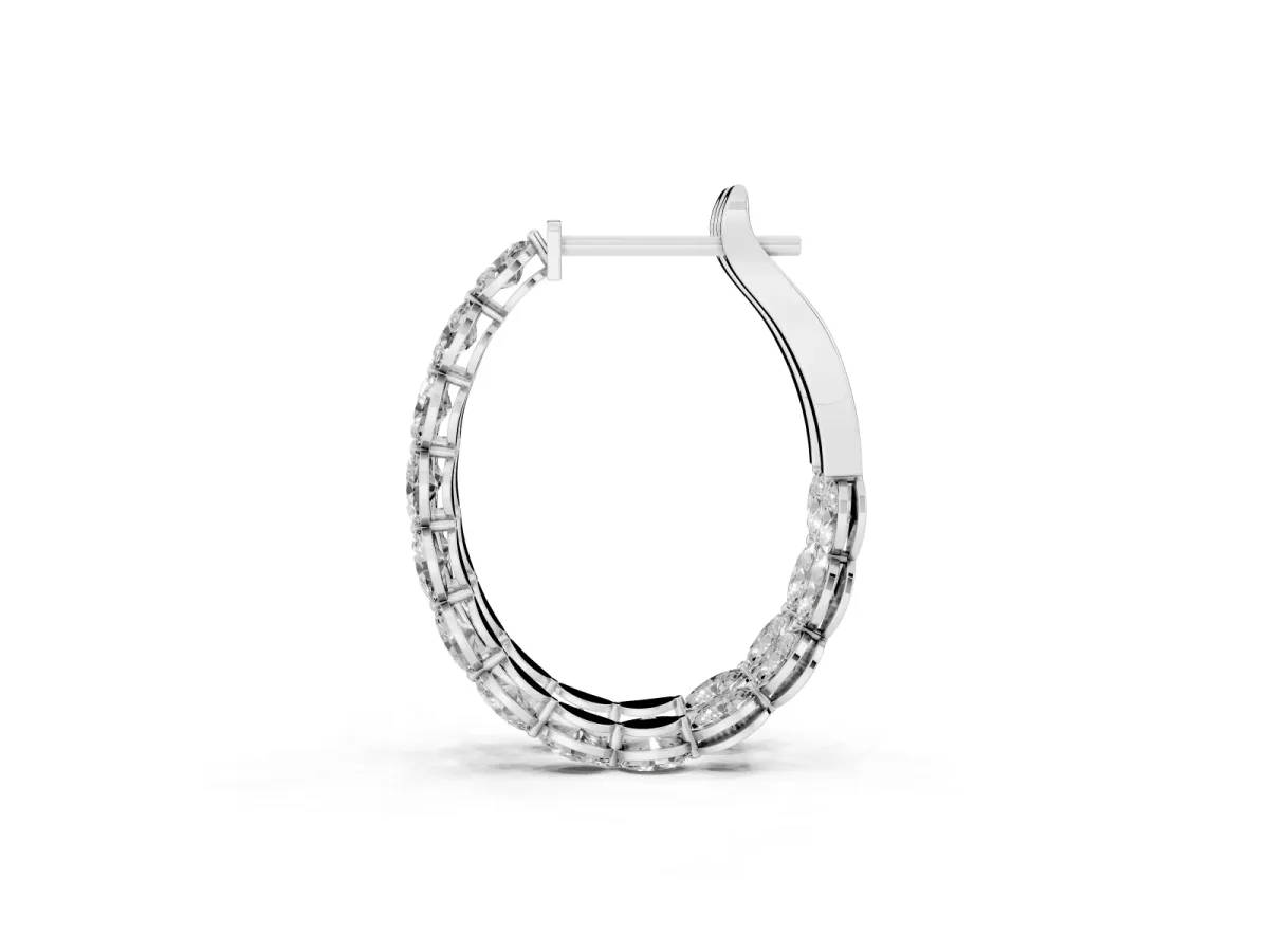 Oval Cut Diamond Inside-Out Hoop Earrings Platinum