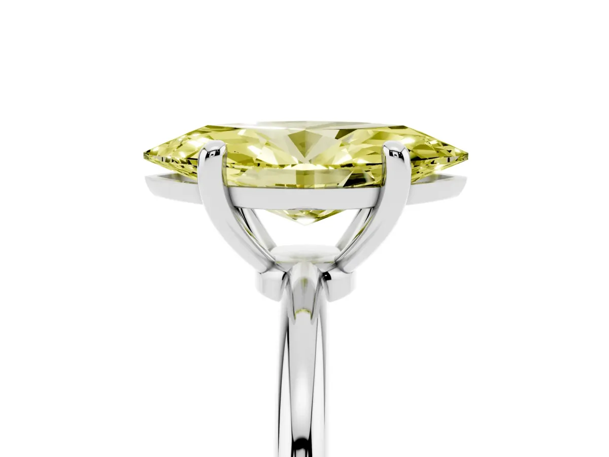 Fancy Yellow Marquise Cut Solitaire Diamond Ring with 4-Prong Setting on a Classic Band White gold
