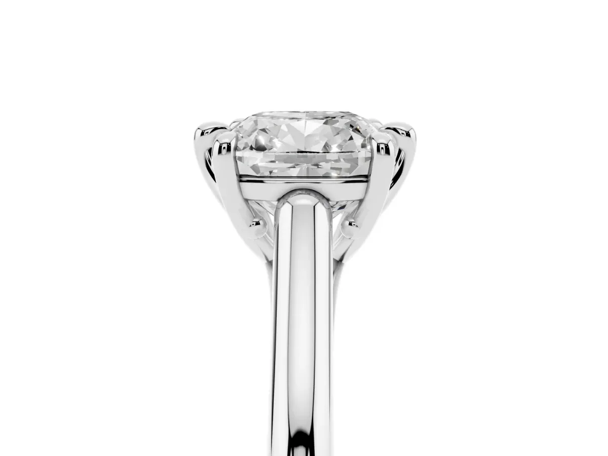 Cushion Cut Solitaire Engagement Ring with Six-Prong Setting and Classic Band Silver