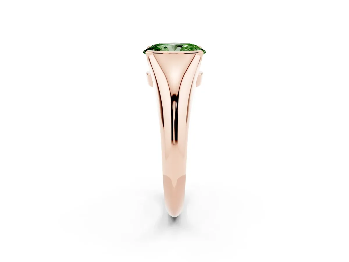 Fancy Green Oval Cut Solitaire Tension Set Diamond Ring Rose gold