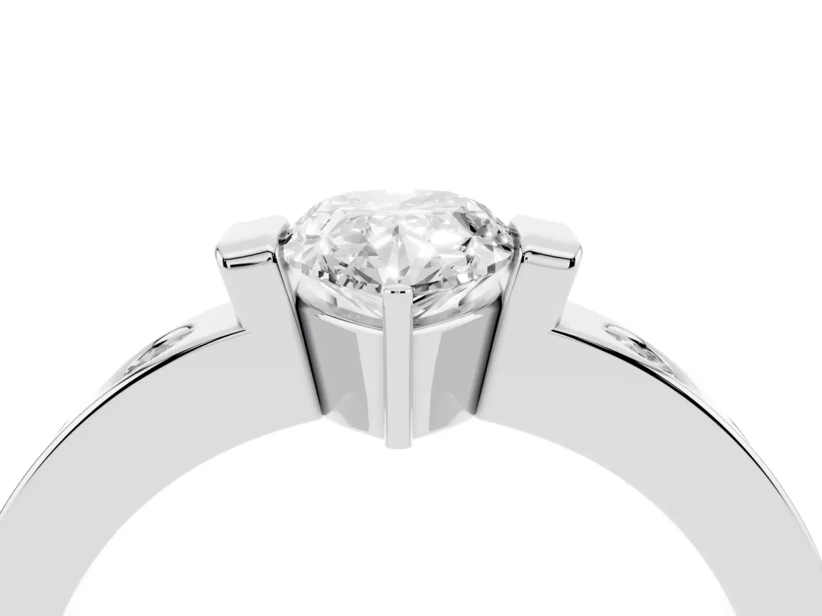 Pear Cut Brilliant Channel-Set Diamond Ring with Bezel Prong Setting Silver