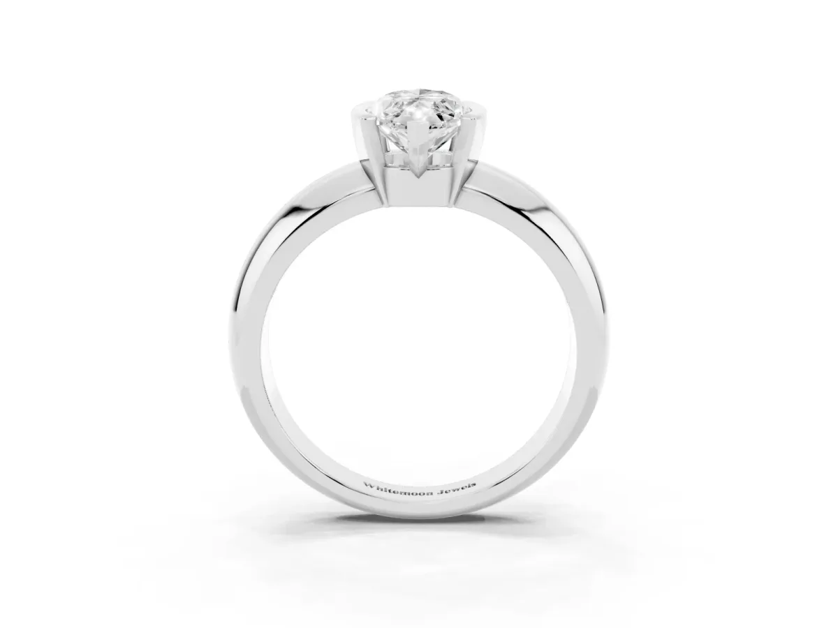 Marquise Cut Solitaire Tension Set Diamond Ring with Wide Band Silver