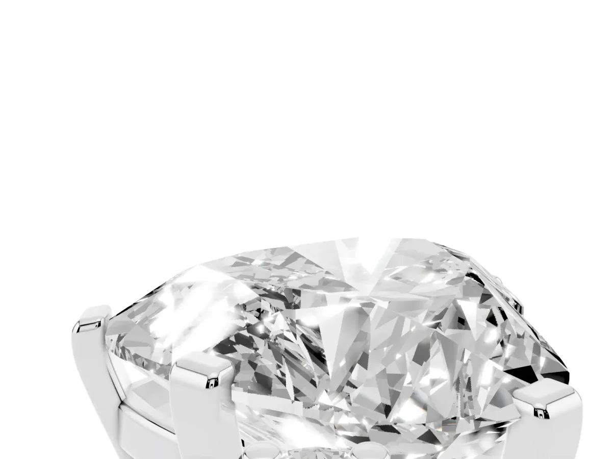 Heart Cut Cut Three-Stone Solitaire Ring with Round Accent Diamonds and Four-Prong Setting Silver