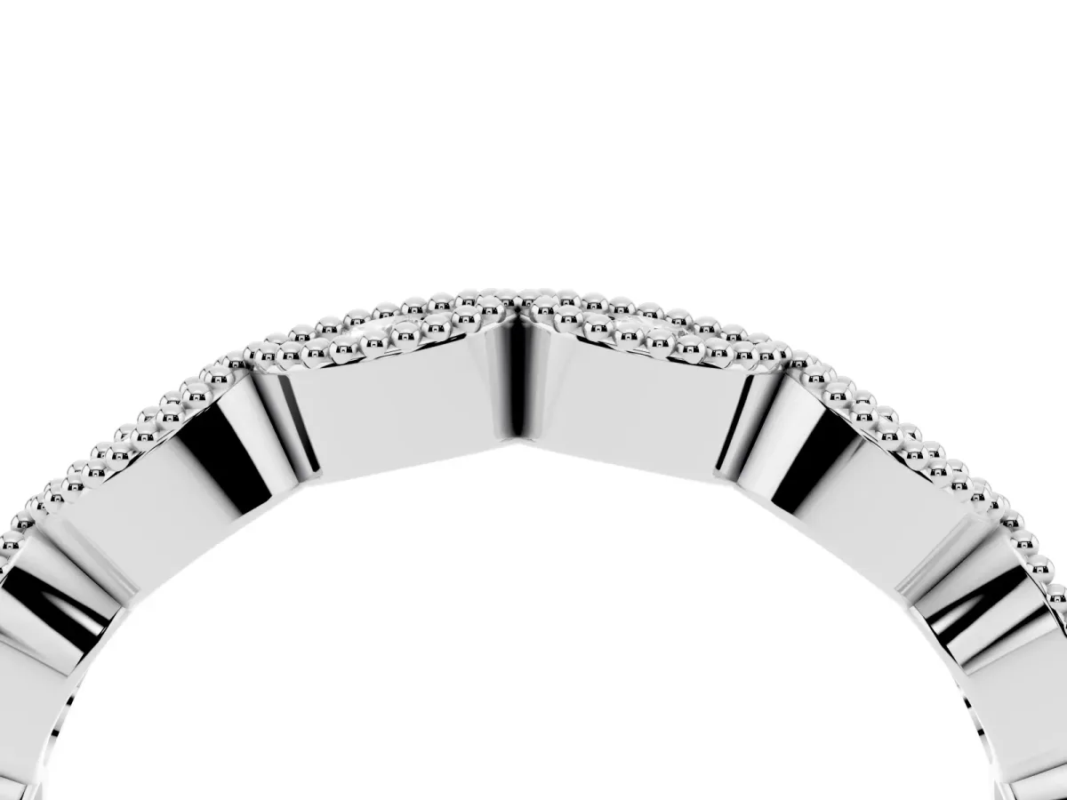 Milgrain Marquise Diamond Half Eternity Band with Bezel Setting Platinum